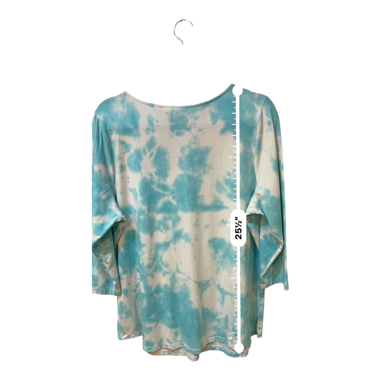 Belle Kim Gravel Tripleluxe Knit Signature Print Top Aqua Tie Dye Large A375863 — image 6 of 8